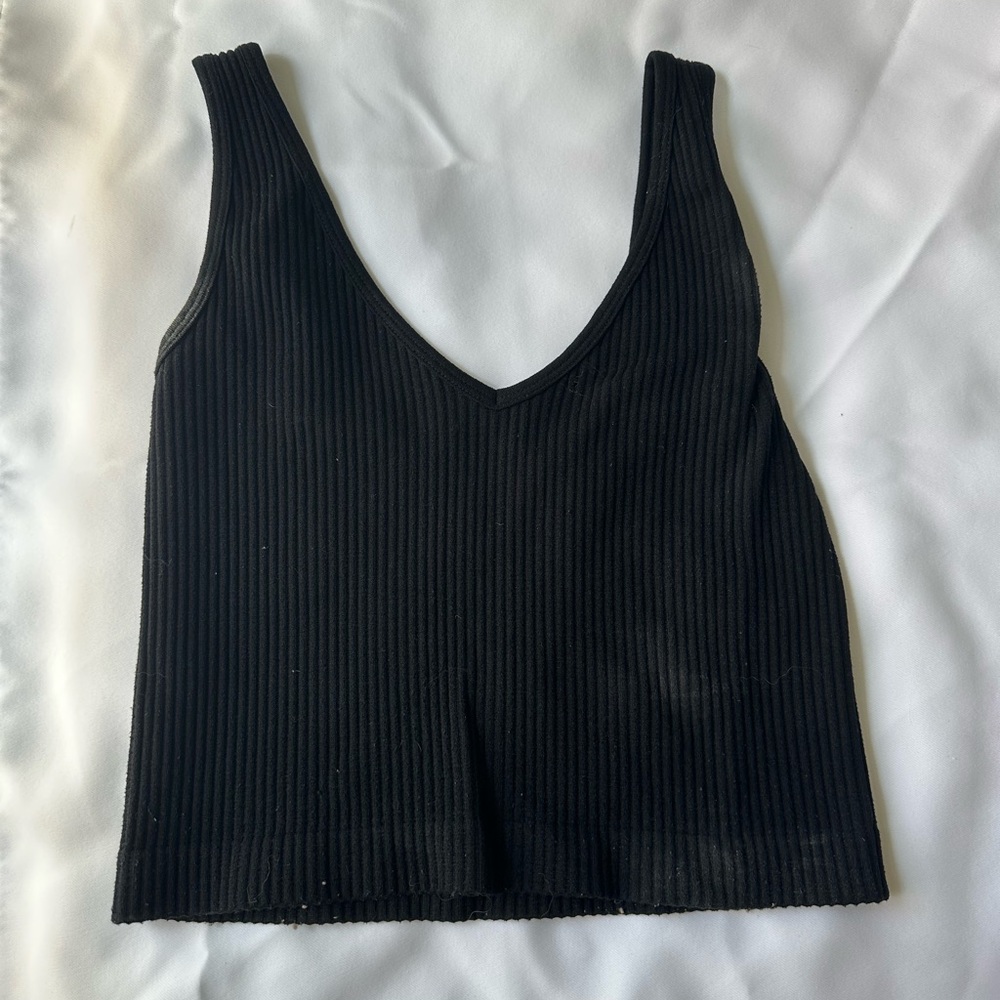 Black Ribbed Women's Top